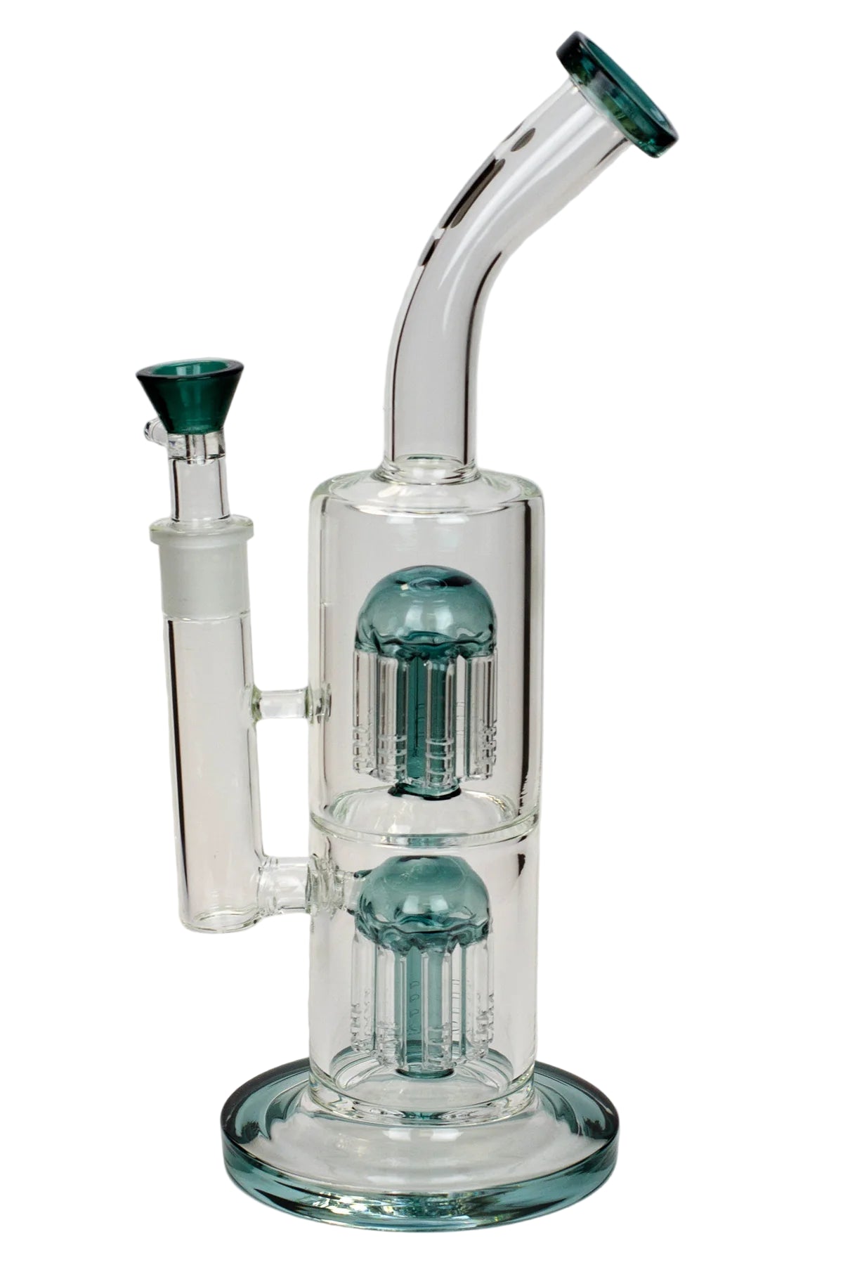 13" Infyniti dual percolator glass bubbler Sea-Green