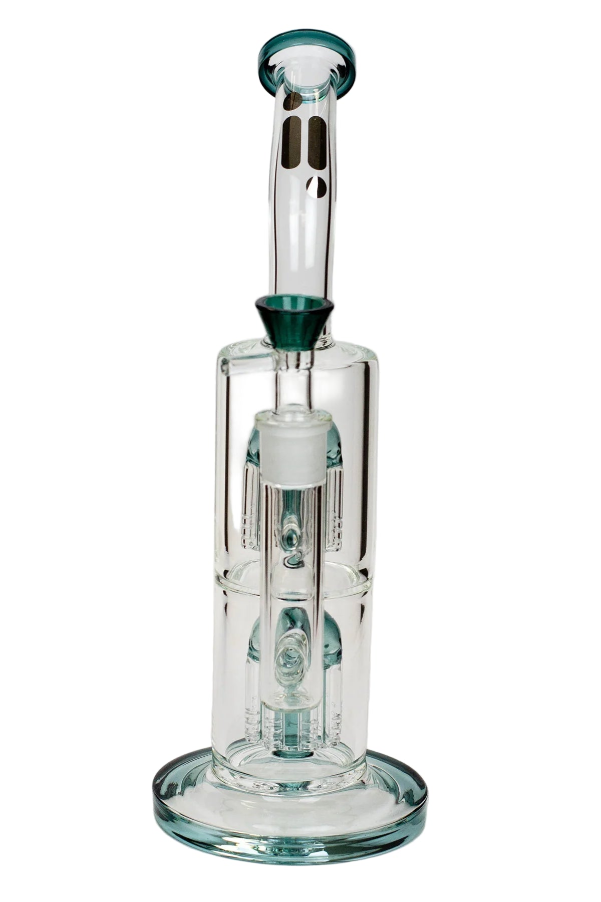13" Infyniti dual percolator glass bubbler Sea-Green