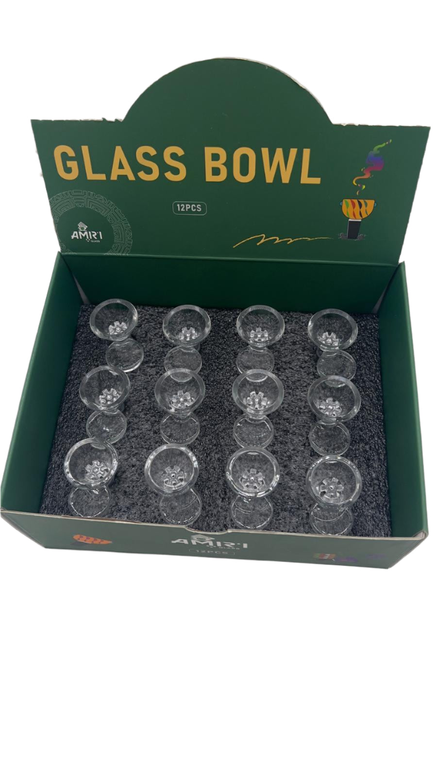 Amiri Tab 14mm Bowl Piece - Clear box of 12 ct