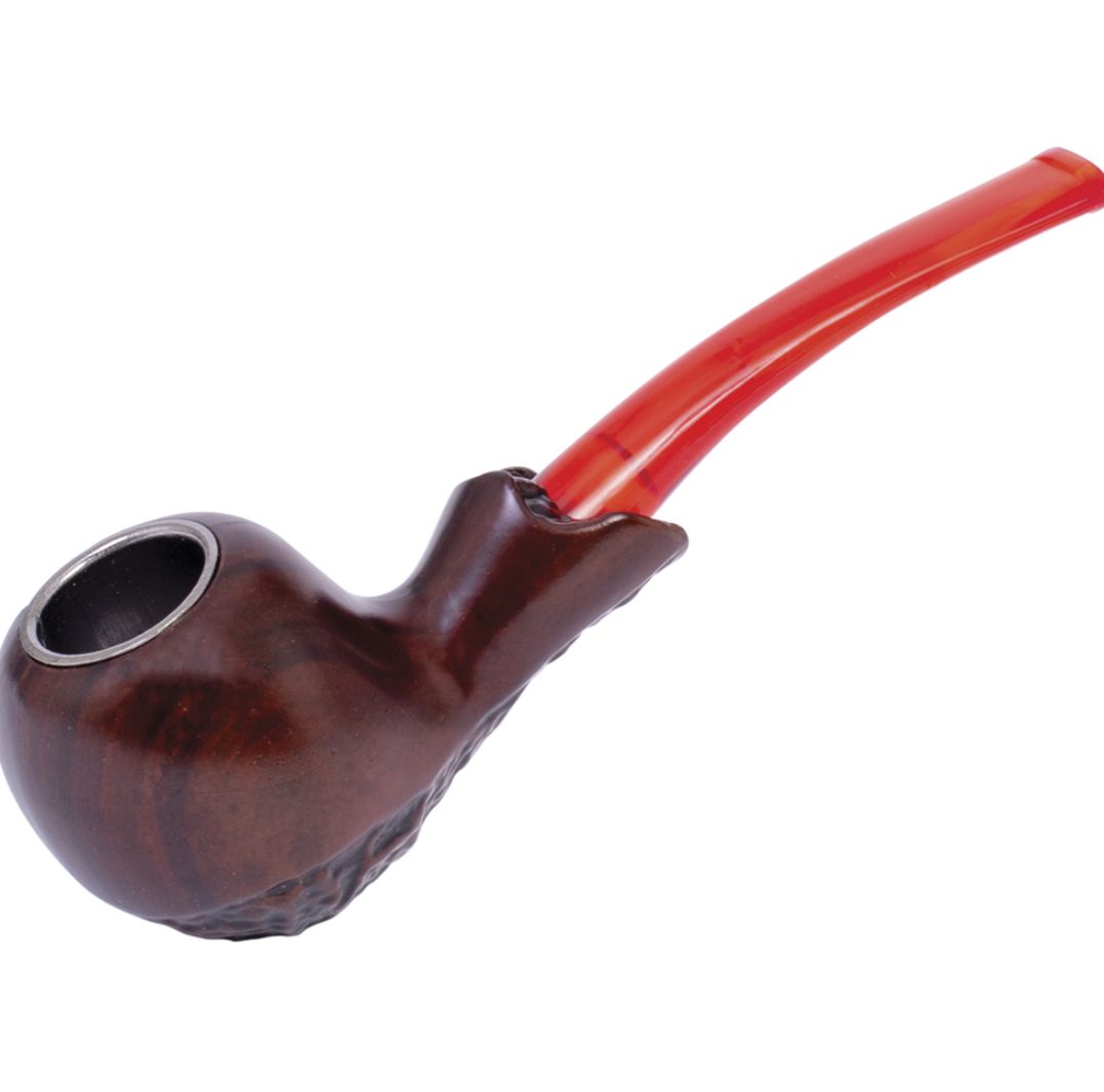 Fujima Wooden Tobacco Pipe W/ Pouch (Red Stem)