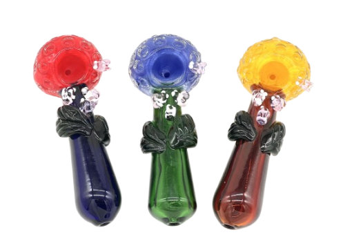Flower with bee Art Glass  Hand pipe