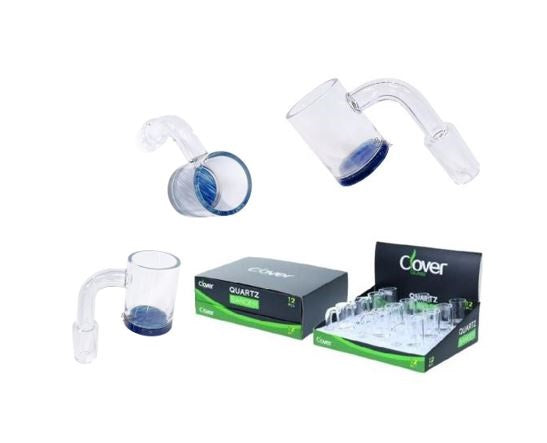 Clover Glass - 14mm Banger Flat Top  Blue base clear - (Display Of 12)