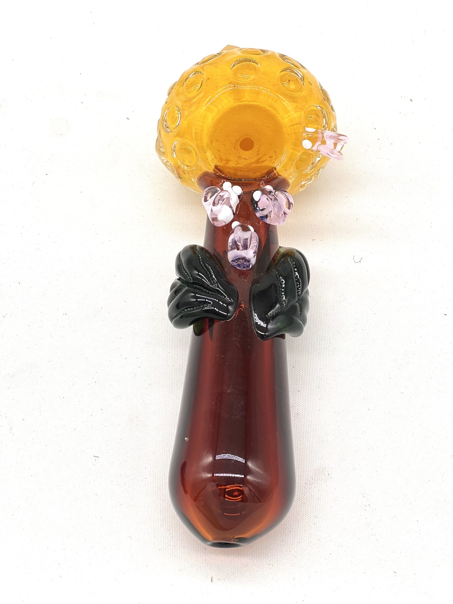 Flower with bee Art Glass Hand pipe
