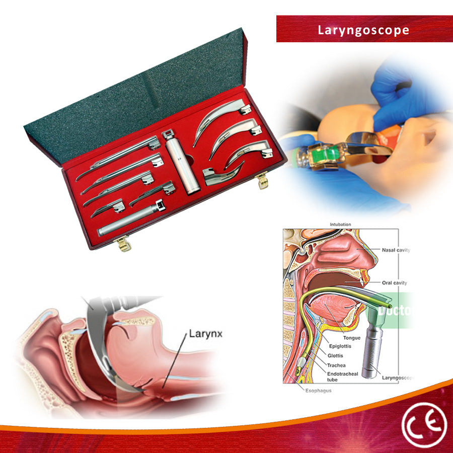 EMT Laryngoscope Mac + Miller Set Anesthesia with Beautiful Box