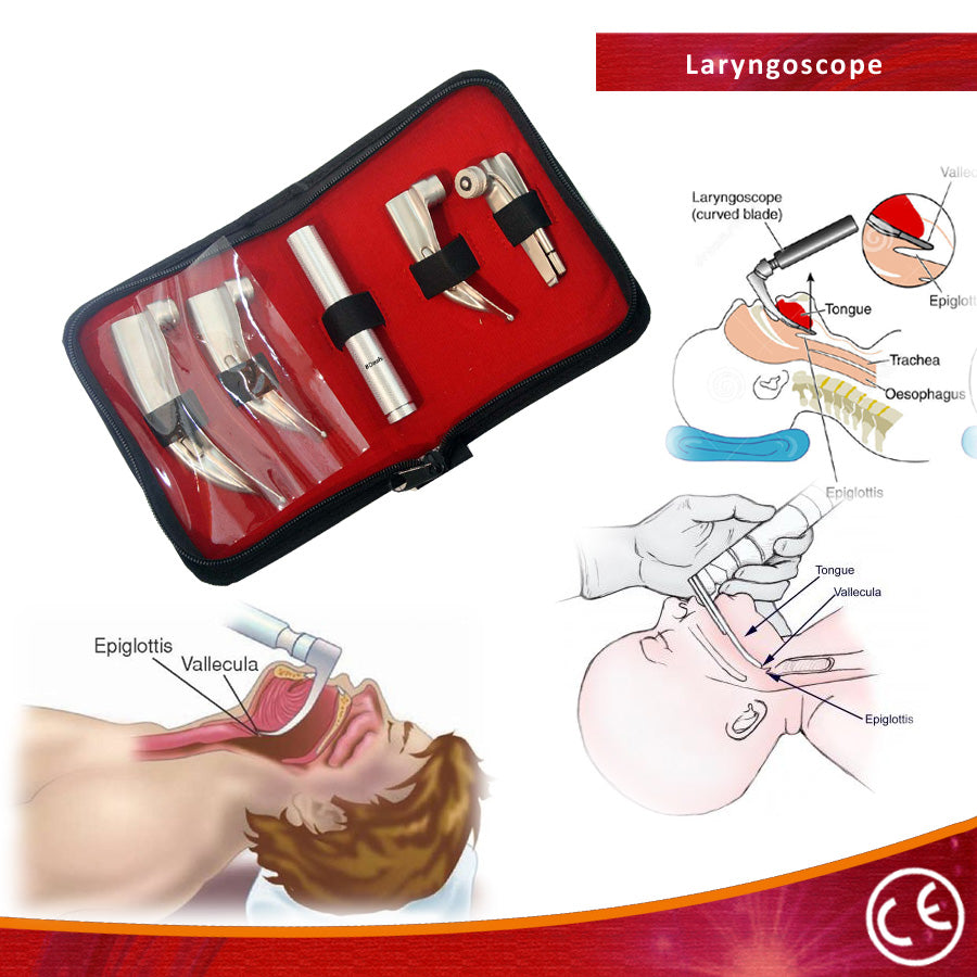 4 Blade EMT Laryngoscope Mac Set Anesthesia