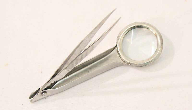 3.5" New Fine Point Tweezer With Magnifying Glass Stainless Steel