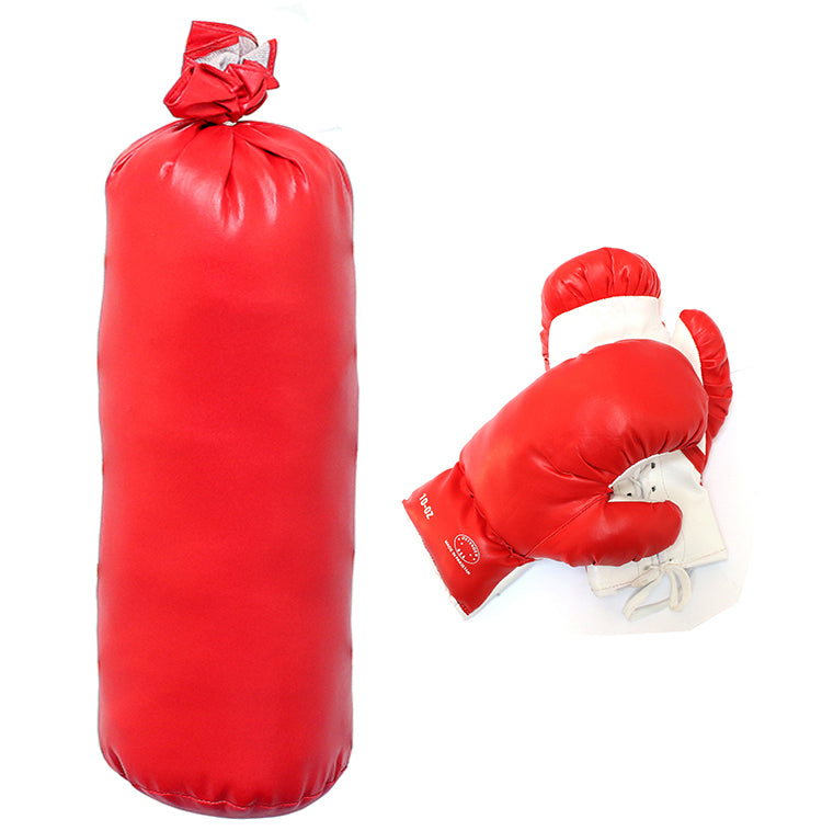 10oz Red Boxing Gloves Set with Punching Bag Kids Set Gift