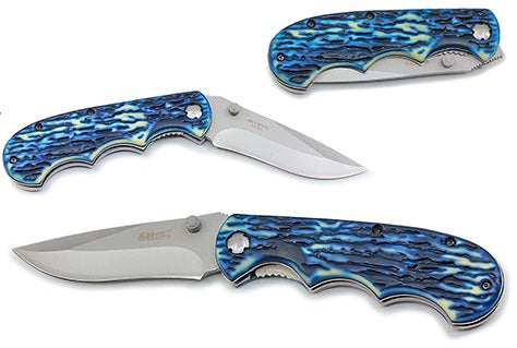 Blue Wooden Grip Knife