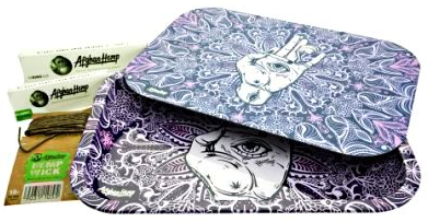 Afghan Hemp Metal Tray Kit w/ Magnetic Lid