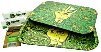 Afghan Hemp Metal Tray Kit w/ Magnetic Lid
