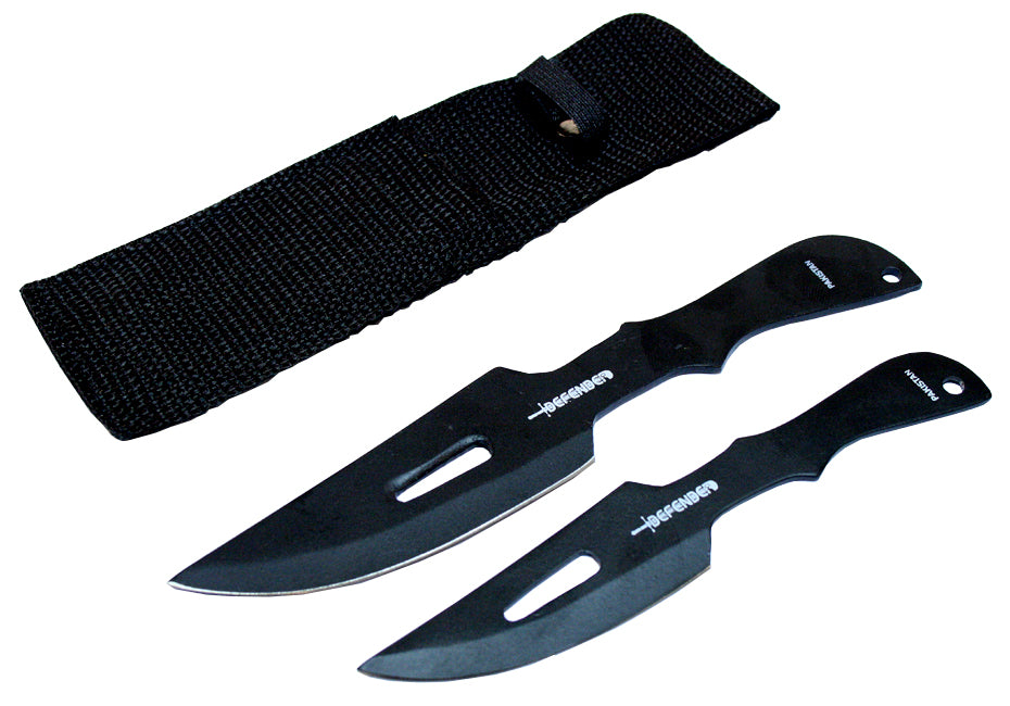Set of 2 Black 6" & 7"Throwing Knives With Sheath