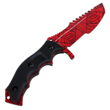 8.5" Red Black Spider Web Hunting Knife Stainless Steel Survival Outdoor Knives