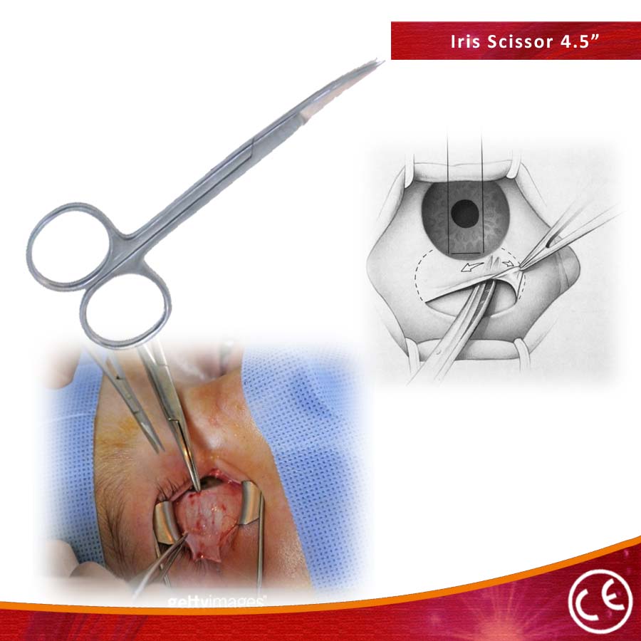 4.5" Iris Scissors Curved Tip Stainless Steel