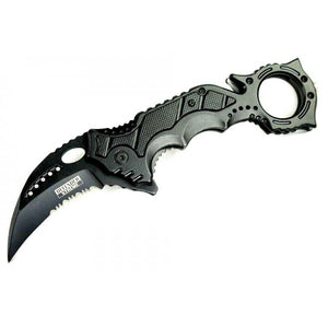 8" Defender Xtreme Black Spring Assisted Knife w/ Belt Clip