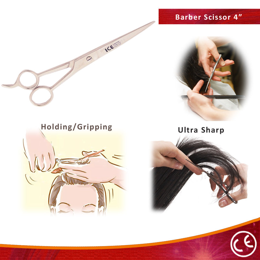 Barber Scissors, Straight Stainless Steel 4.5 Inches