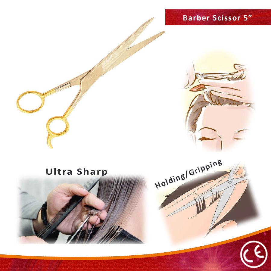 5.5" Barber Scissors Straight Gold Stainless Steel