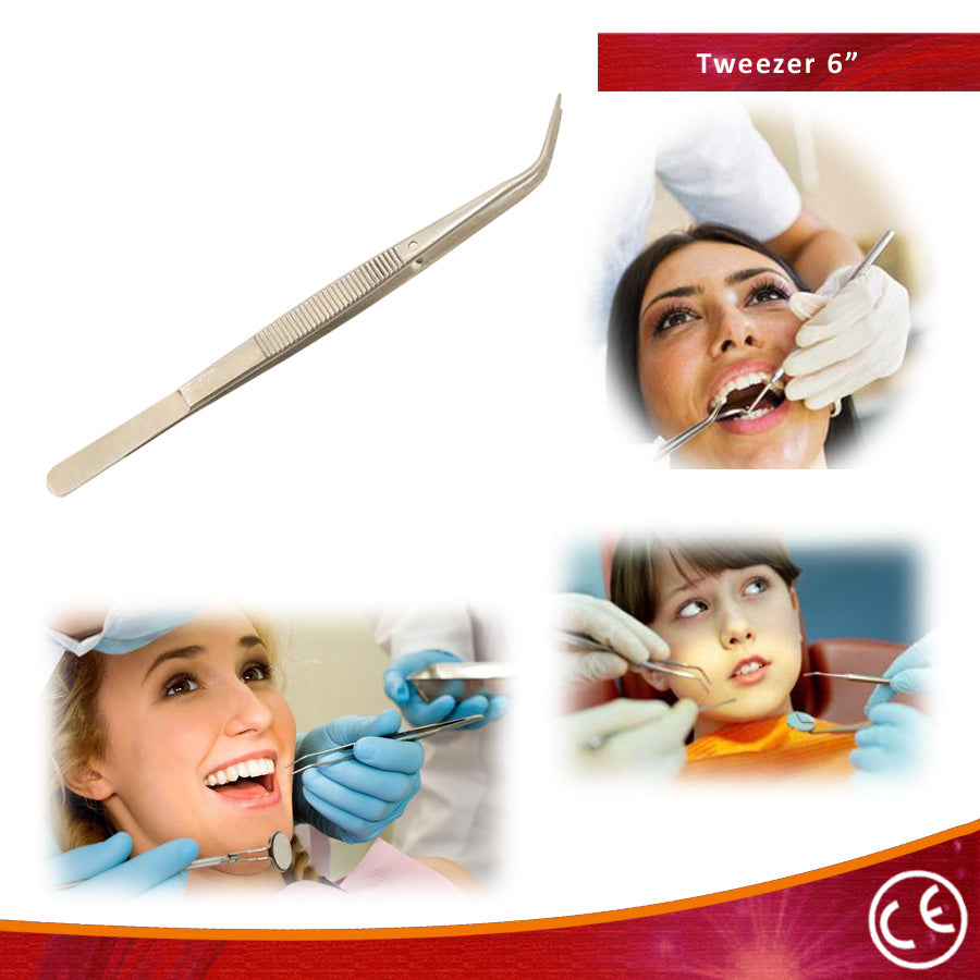 6" Fine Point Dental Tweezer Stainless Steel