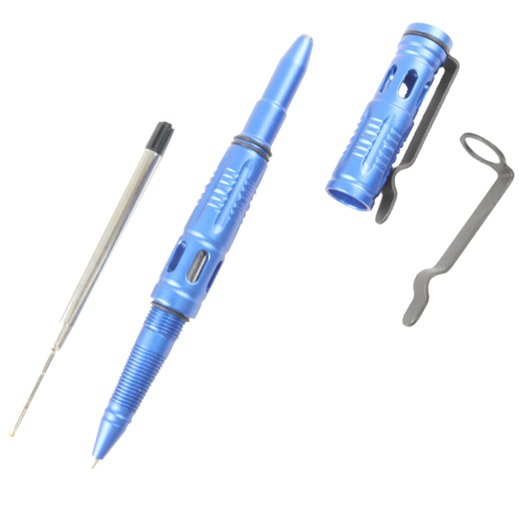 Hunt-Down New 6" Blue Ploice Tactical Pen For Self Defense with Glass Breaker