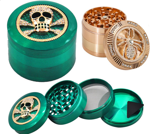 52MM FANCY DESIGS METAL TOBACCO GRINDER (BOX OF 12CT)