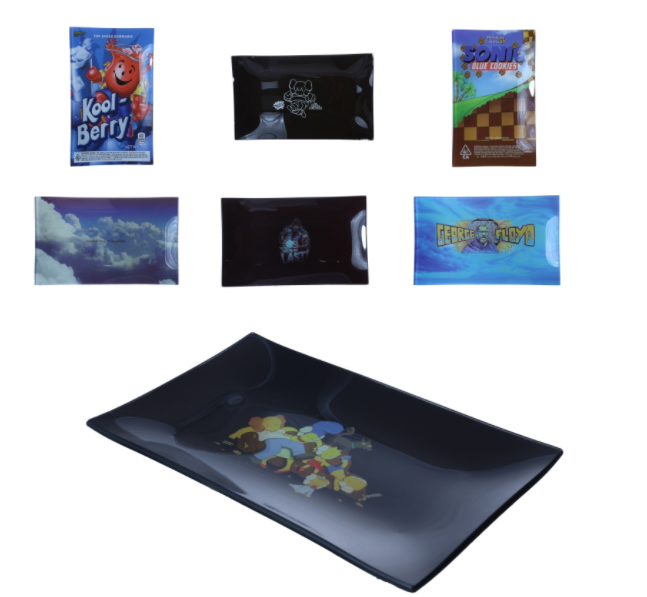 ROLLING TRAYS  TEMPERED SHATTER RESISTANT GLASS MIX DESIGNS