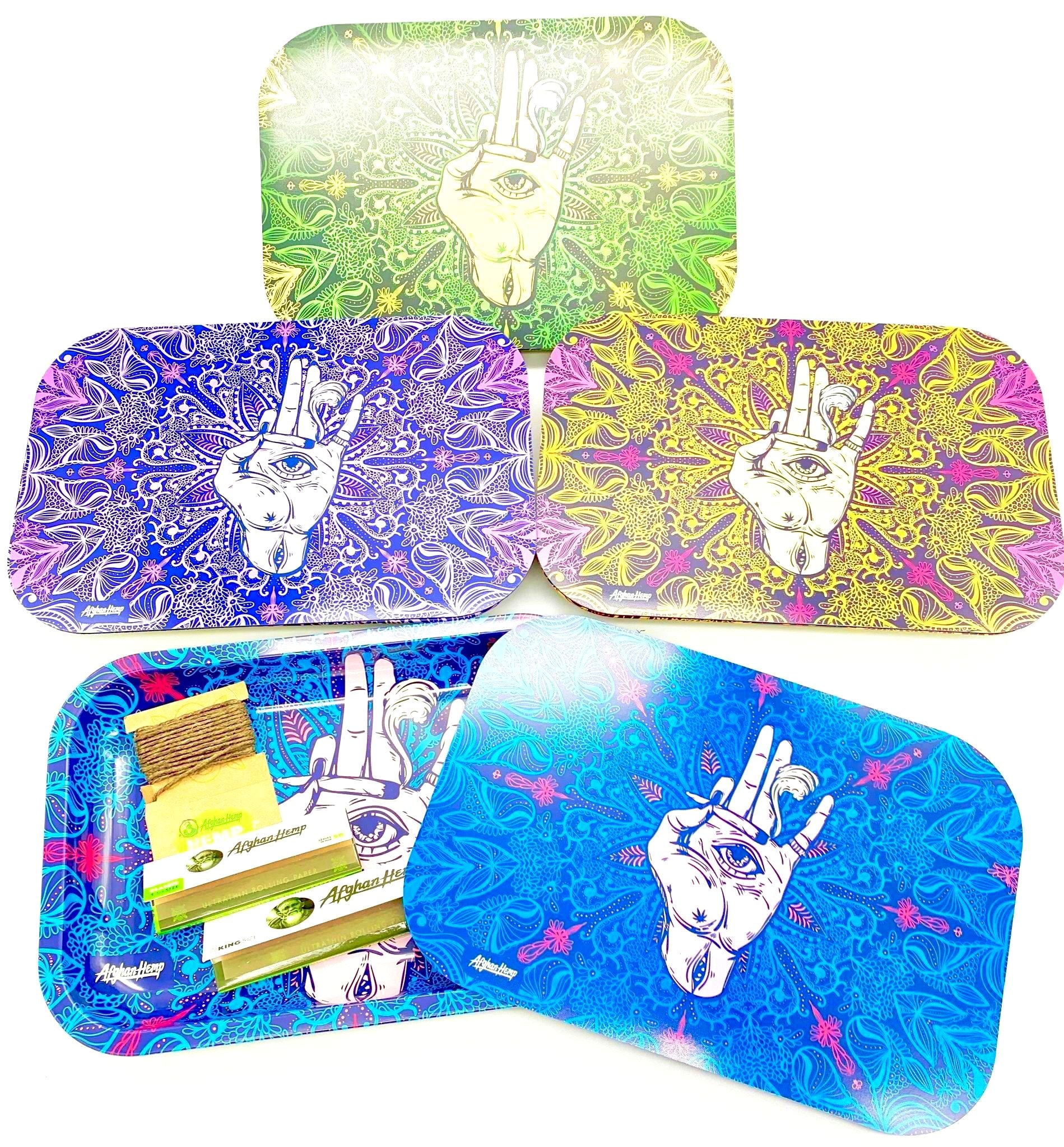 Afghan Hemp Metal Tray Kit w/ Magnetic Lid
