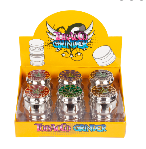 55MM METAL AMSTERDAM GRINDER BOX OF 12CT