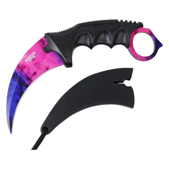 Defender-Xtreme Karambit Pink/Blue Blade Hunting Knife 3CR13 Stainless Steel