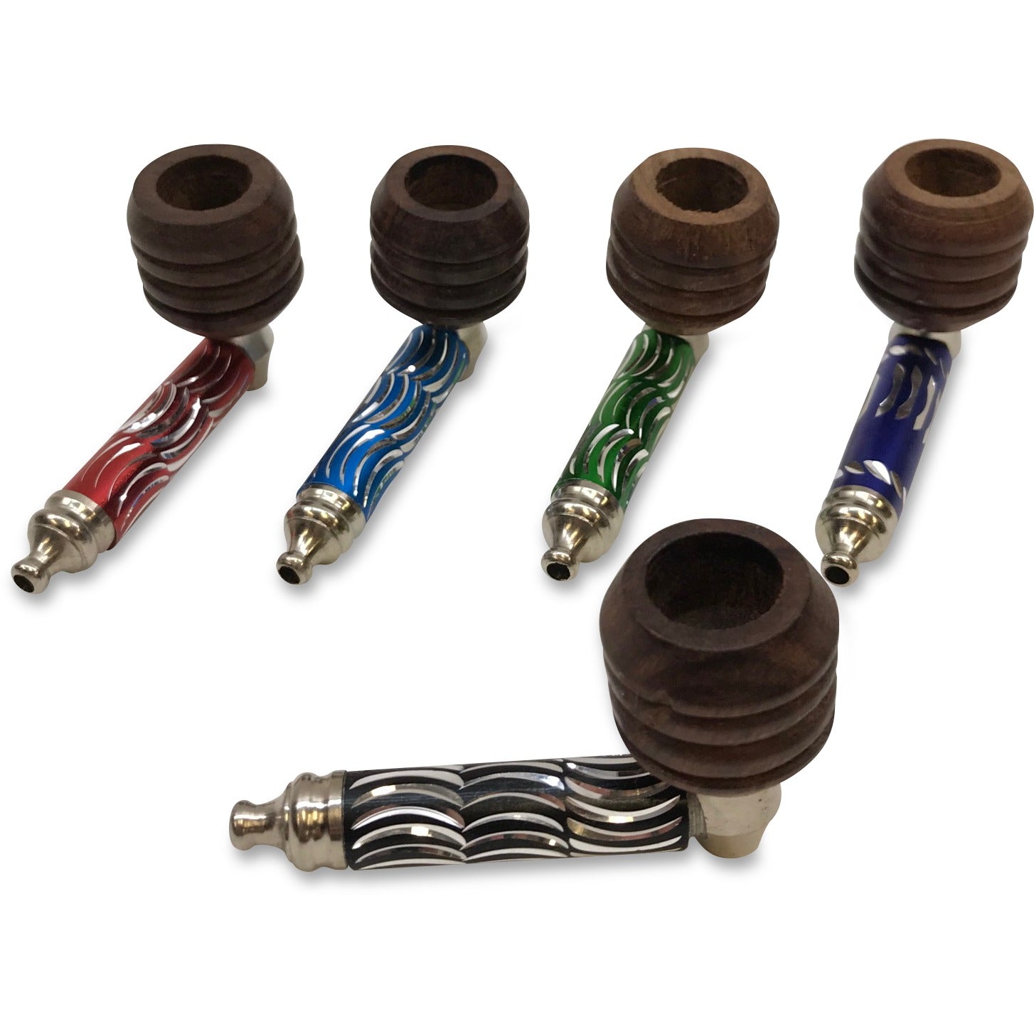 Diamond Cut Metal Pipe w/ Wooden Bowl