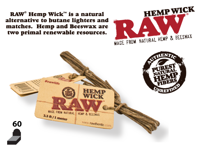 RAW® Hempwick 3.3ft (60 pack)