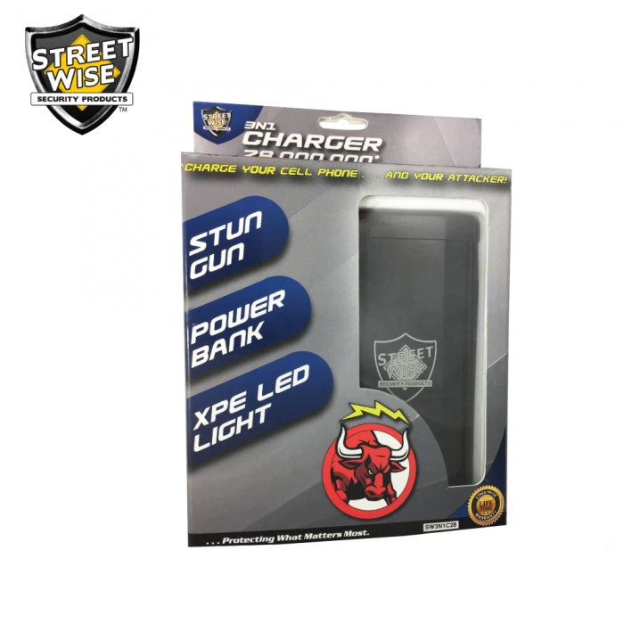 Streetwise 3-N-1 Charger 28,000,000 Stun Gun, Power Bank & Light