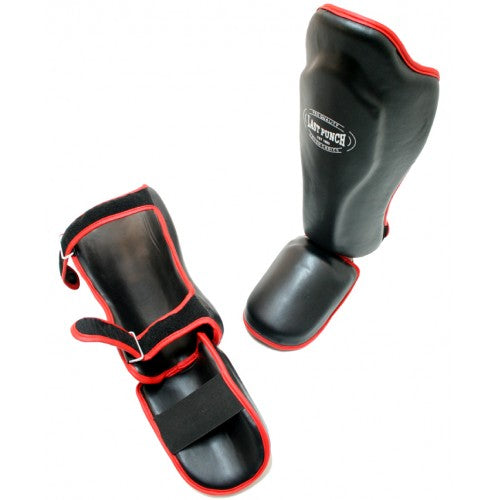 Black Fighting Shin Guards/Protector Foot Pad