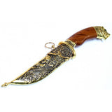 11" Dagger with Sheath Gold Color & Wolf Design