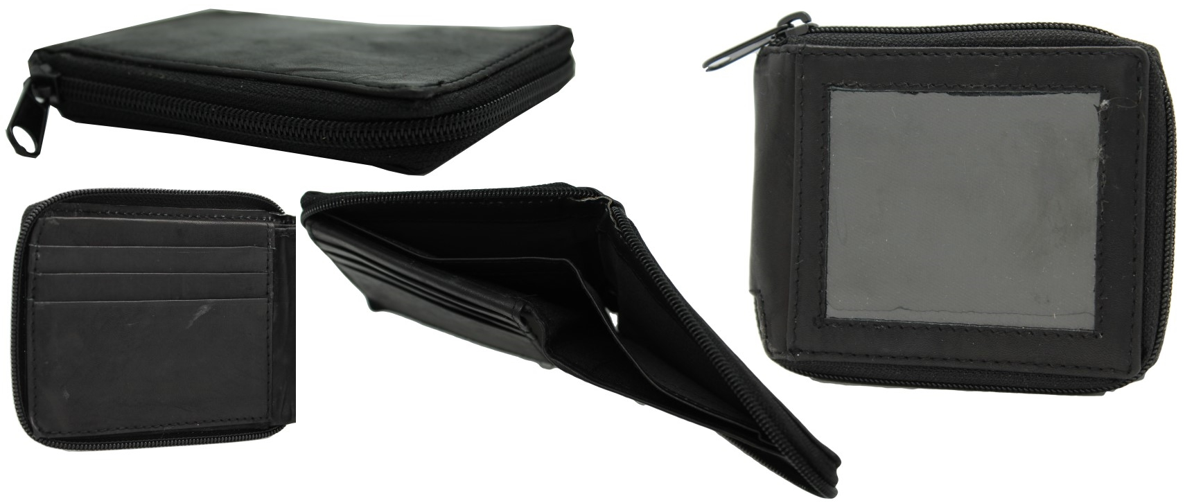 Genuine Leather Zippered Bi-Fold Wallet