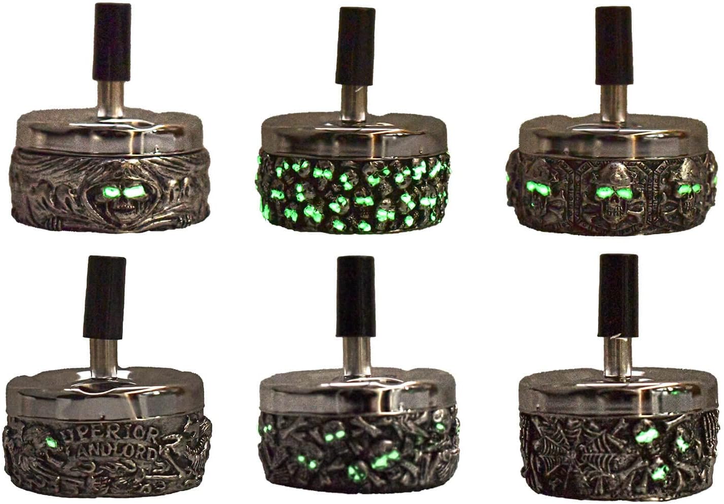 Spinning Glow in Dark Ashtray skull push to spin 6 CT