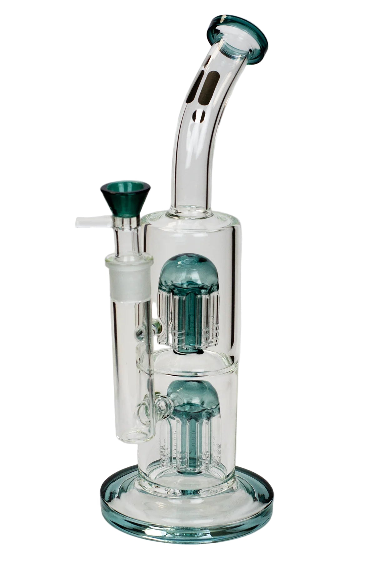 13" Infyniti dual percolator glass bubbler Sea-Green