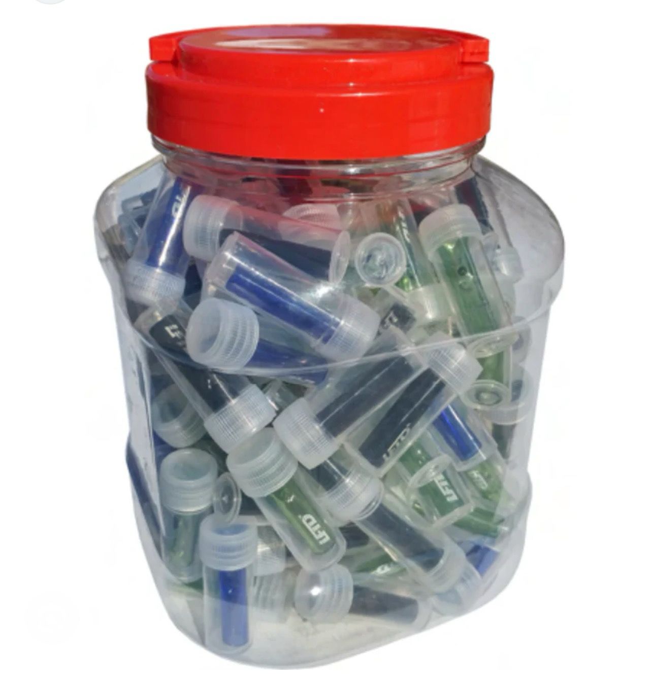 Jar of 100ct 10mm mix colors glass tips