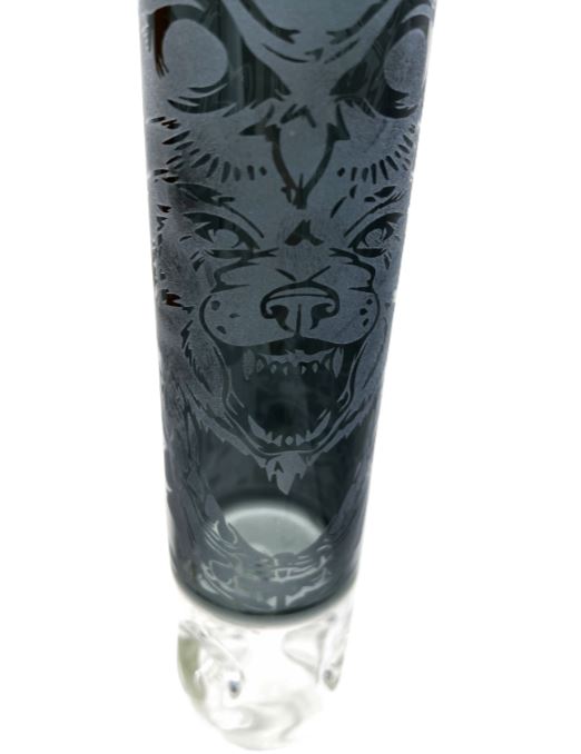 15" Laser Etched Wolf Thick Beaker