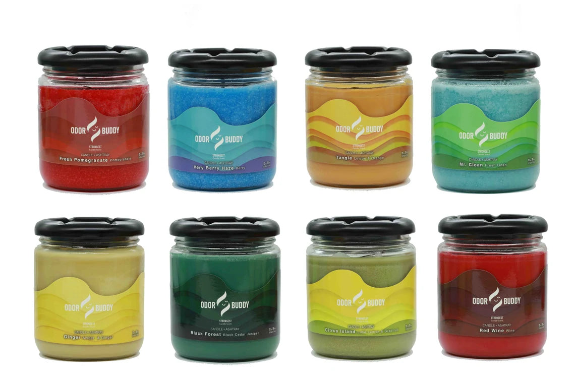 Odor Eliminator Candles with Ash Tray Lid- Sweet Smelling Candles