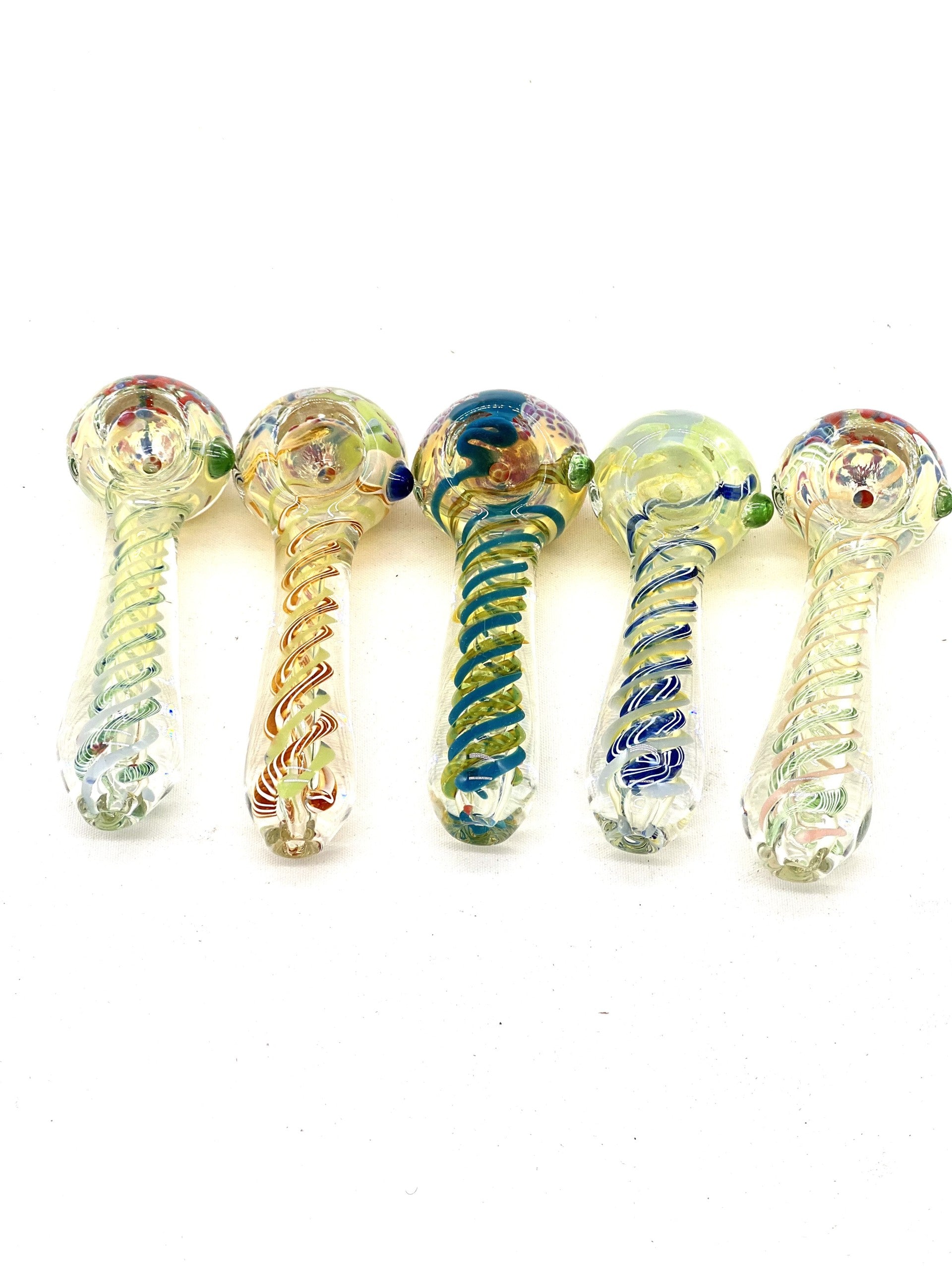 3.5" Hand Pipe with Glass Fume and Color Twisting Art