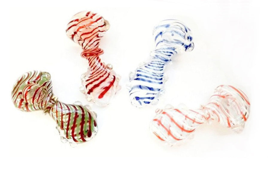Candy Cane Flat Glass Hand Pipe
