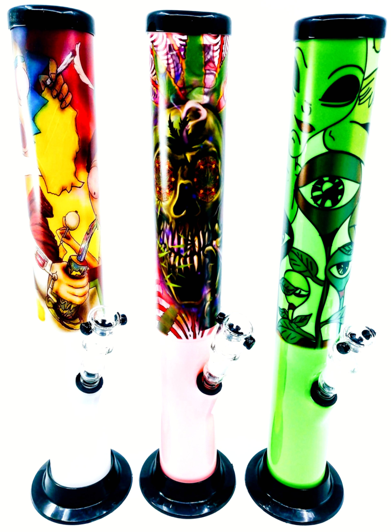 18" Graphic Acrylic Waterpipe W/ Glass Screen Bowl