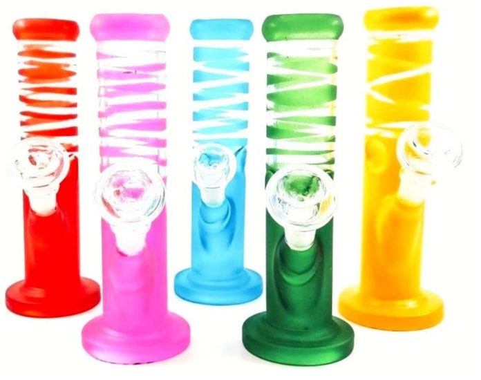 8" Striped Frosted Waterpipe