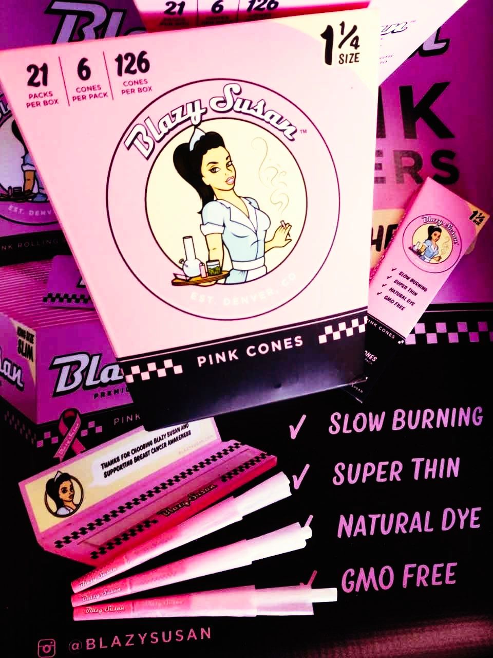 Blazy Susan 1 1/4 Pink Cones