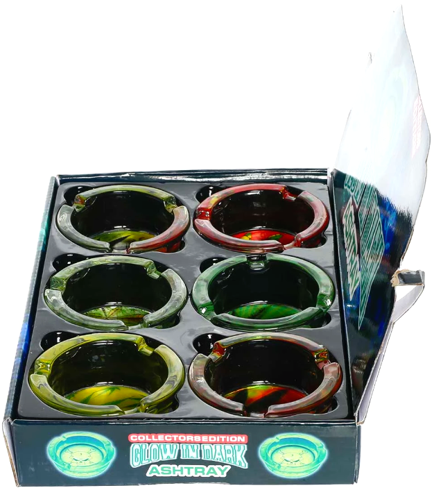 Collector's Edition Glow In The Dark Mix Leaf Glass Ashtray