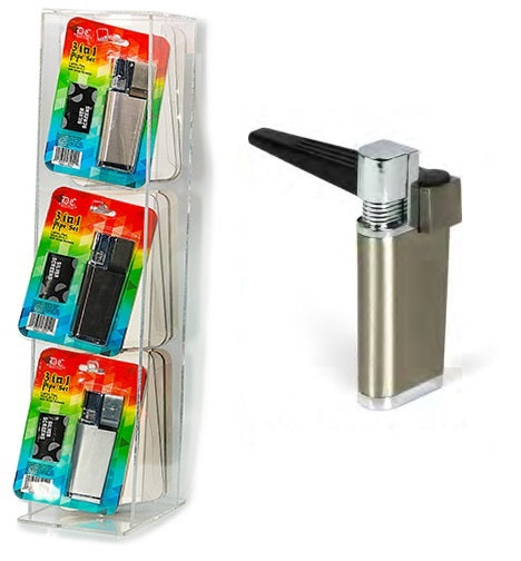 3 in 1 Pipe Set - Lighter Pipe & Stash -12ct w/ Display ($7.50 Each w/ Free Display)