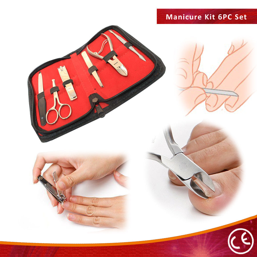 6pc Manicure Set with Pouch Stainless Steel