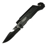 Defender-Xtreme 8.5" Multi Function Folding Knife Full Black Color