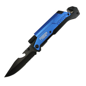 Defender-Xtreme 8.5" Multi Function Folding Knife Blue Color Handle