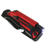 Defender-Xtreme 8.5" Multi Function Folding Knife Red Color Handle