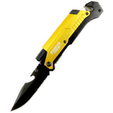 Defender-Xtreme 8.5" Multi Function Folding Knife Yellow Color Handle